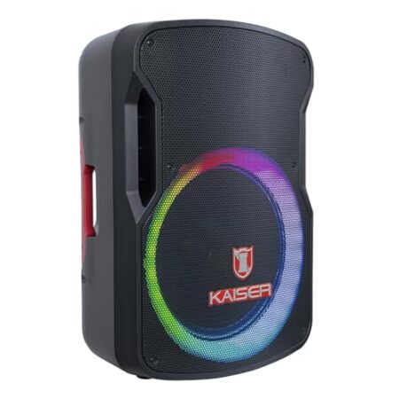 Kaiser MSA-7515MX Kit de Bafle Amplificado Inalámbrico Profesional 15", 15.000 W PMPO con Bluetooth, Micrófono y Luz Multicolor