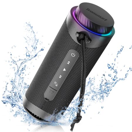 Tronsmart Bocina Bluetooth T7 30W, Altavoz inalámbrico portátil con Luces LED Sonido estéreo IPX7, AUX, Micro SD,TF Tarjeta (Negro)